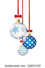 Christmas balls with blue pattern