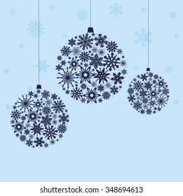 Christmas balls from blue snowflakes. Vector