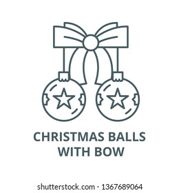 Christmas balls with bow line icon, vector. Christmas balls with bow outline sign, concept symbol, flat illustration