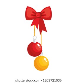 christmas balls with bown decoration icon