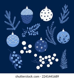 Christmas balls and branches decorations