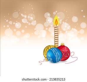 christmas balls and candle