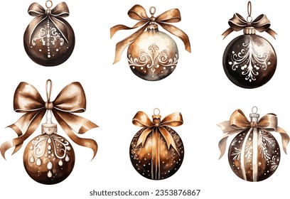 Christmas balls clipart, isolated vector illustration.