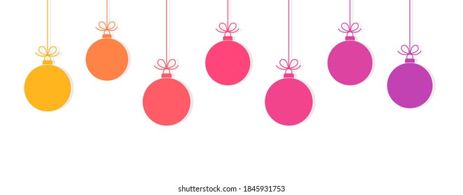 Christmas balls colorful ornaments isolated on white background. Holiday vector illustration.
