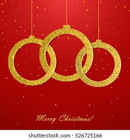 Christmas balls cut from gold. Vector illustration for design.