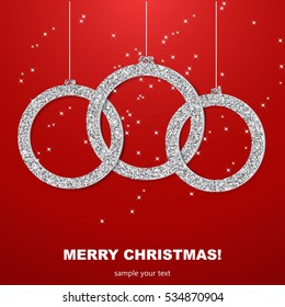 Christmas balls cut from silver. Vector illustration for design.