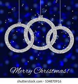 Christmas balls cut from silver. Vector illustration for design.