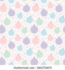 Christmas balls cute pastel simple seamless repeat pattern background design.