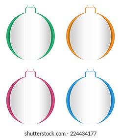 Christmas balls cutout on different backgrounds isolated on white