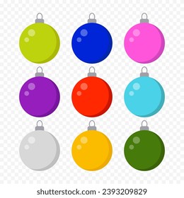 Christmas balls for decorating the Christmas tree, vector abstract colorful collection.