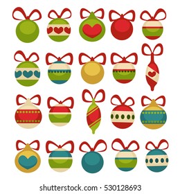 Christmas balls decoration. Cartoon style. Isolated vector.