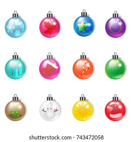 Christmas balls for decoration, colorful balls with shimmering reflection