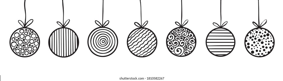 christmas balls decoration doodle set