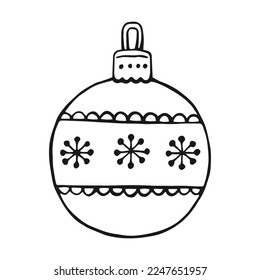 Christmas balls. Decoration isolated elements. Hand drawn vector illustration.