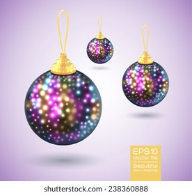 Christmas balls. Christmas decorations isolated. Vector illustration background. Editable. 