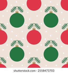 Christmas balls decorative seamless pattern. Vector illustration.