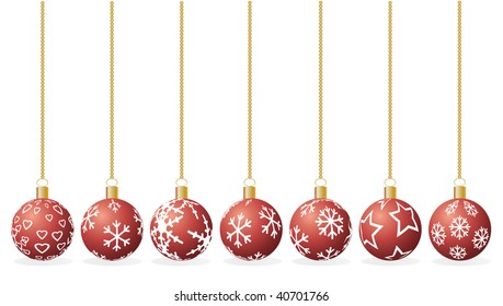 Christmas balls with different ornament on a white background