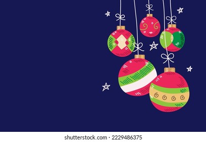 Christmas Balls Doodles and sketches vector illustration. Christmas Festive Decorations Christmas. merry christmas and happy new year.
