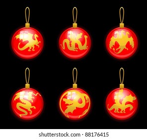 Christmas balls with dragons