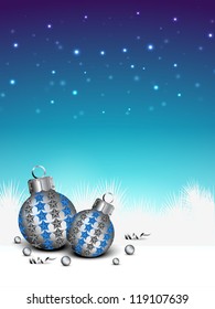 Christmas balls. EPS 10. Greeting card, gift card or invitation card for Merry Christmas. EPS 10.