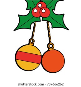 christmas balls evergreen decorative elements