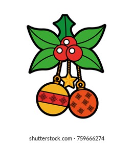 christmas balls evergreen decorative elements