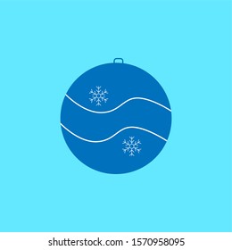 Christmas balls flat icon on blue background