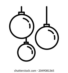 Christmas balls flat line icon. Christmas decorations isolated on white background. Outline sign for mobile concept and web design, store.