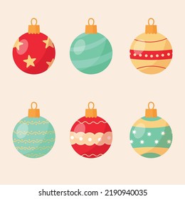 Christmas balls in a flat style. Vector illustration