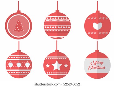 Christmas balls flat vector