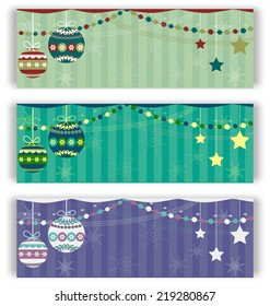 Christmas balls flyers set on different colors backgrounds
