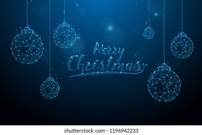 Christmas balls form lines, triangles and particle style design. Illustration vector