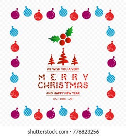 Christmas balls frame and typography