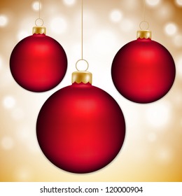 Christmas balls and gold abstract background with place for text