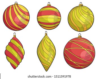 Christmas balls graphic new year color isolated set illustration vector