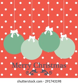 Christmas balls. Christmas Greeting Card. Merry Christmas lettering Vector Illustration.