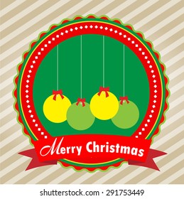 Christmas balls. Christmas Greeting Card. Merry Christmas lettering Vector Illustration. 