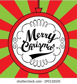 Christmas balls. Christmas Greeting Card. Merry Christmas lettering Vector Illustration.
