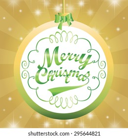 Christmas balls. Christmas Greeting Card. Merry Christmas lettering Vector Illustration.