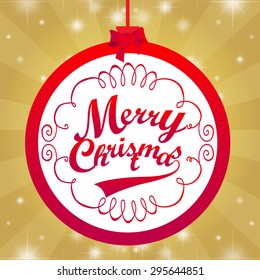 Christmas balls. Christmas Greeting Card. Merry Christmas lettering Vector Illustration.