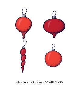 Christmas balls. Hand drawn vector  illustration Christmas  greeting card or invitation design .Winter design elements . Perfect for posters, prints.