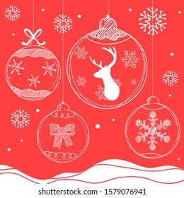 Christmas Balls are hand drawn in vector.