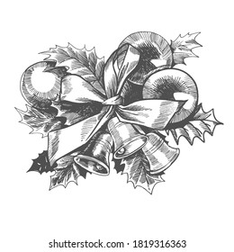 Christmas balls with hand drawn vector elements. Sketch illustration with xmas decoration.