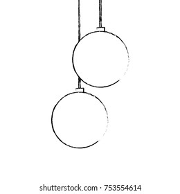 christmas balls hanging decoration elegance vector illustration