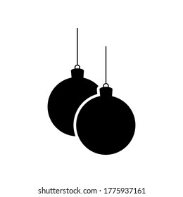 Bolas de Navidad colgando en el pictograma de hilos, icono aislado en un fondo blanco. archivo vectorial EPS10