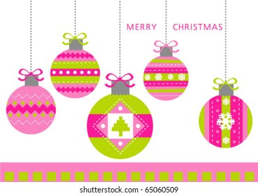 Christmas balls hanging on white background