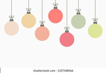 Christmas balls hanging ornaments background. Vector illustration.