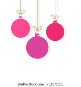 Christmas balls hanging ornaments. Vector illustration