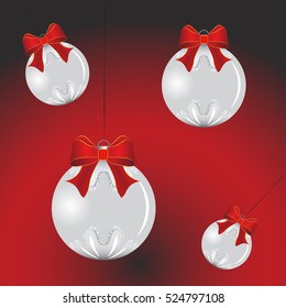 Christmas balls hanging silver, background design, vector, wallpaper