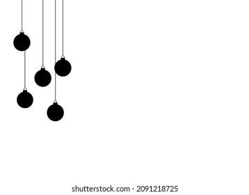 Christmas balls hanging from top isolated  on png or transparent  background. Graphic resources for New Year, Birthdays and luxury card. Vector illustration 